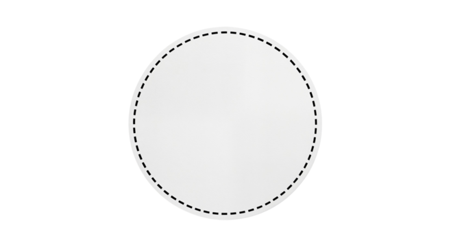 Oval white badge with dashed border isolated on transparent background