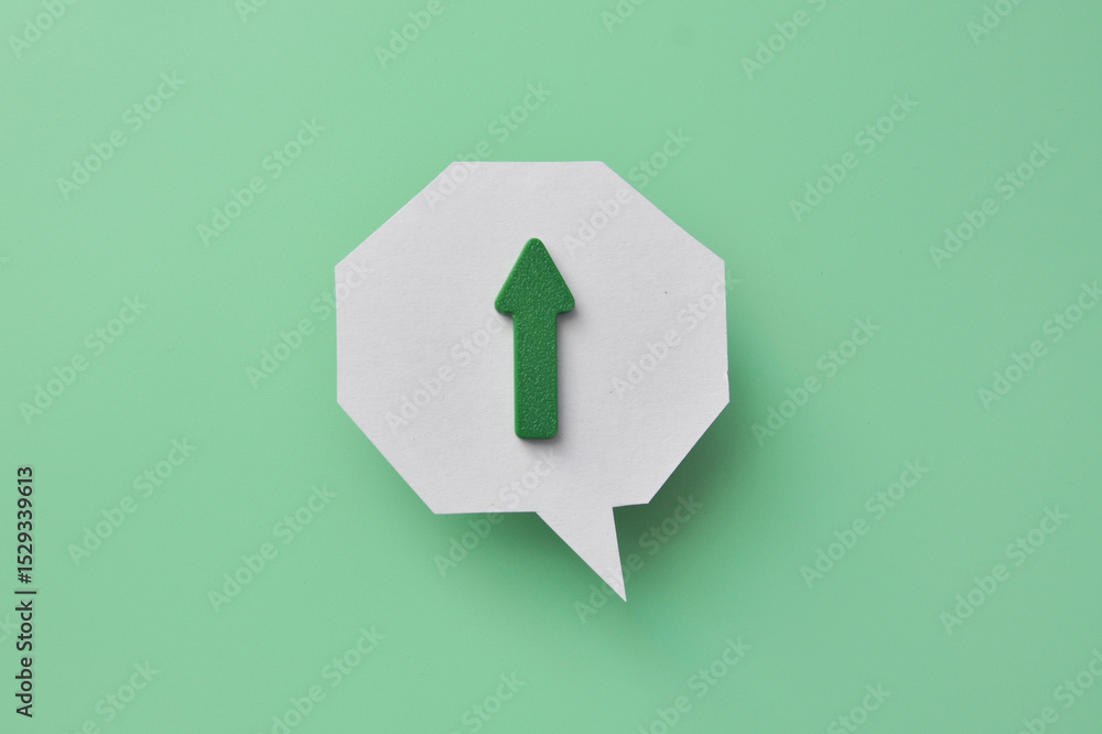 Poster the arrow is pointing up. a symbol of development and moving forward