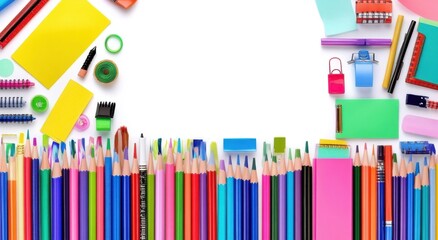 school stationery isolated on white