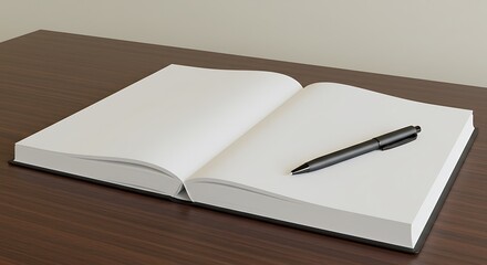An open notebook with a pen resting on its blank pages, ready for writing notes and planning your business or education