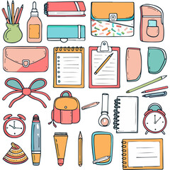 Cute Hand-Drawn School And Office Supplies Collection