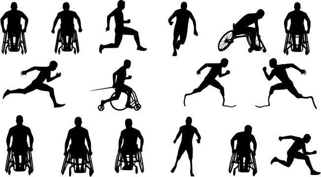 silhouettes of Paralympics athlete