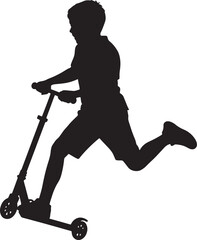 Silhouette of a Person Riding a Scooter, Capturing a Sense of Motion and Effortless Glide