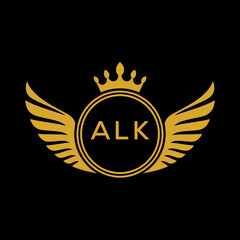 Initial ALK Letter Linked Logo for business and company identity. Modern ALK Letter Logo Vector Template with modern trendy golden logo.
