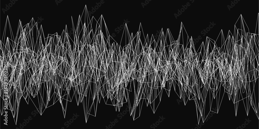 Poster a black and white image of a wave of white lines. the image is abstract and has a sense of movement 