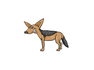 Amusing Cartoon Jackal with Large Ears and a Grinning Expression