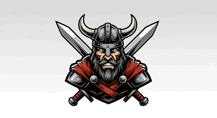 Powerful Viking Warrior with Crossed Swords