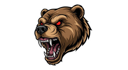 Roaring Grizzly Bear Head, Aggressive Animal Portrait