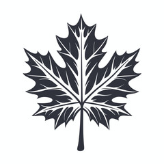 Simplistic dark maple leaf silhouette illustrates nature with distinct veins and iconic shape