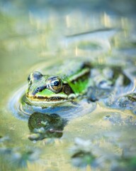 Close-up of a Frog in Water