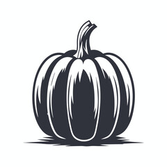 Single black pumpkin stands ready for autumn harvest and seasonal decoration