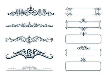 Vintage Ornamental Border and Frame Collection – Decorative Floral & Geometric Elements. Elegant corner embellishment design element 