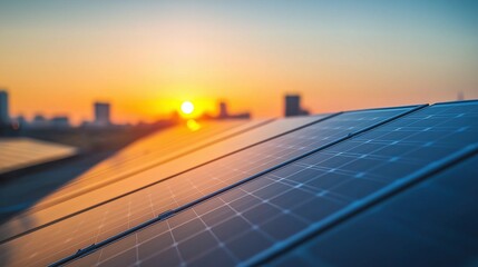 Obraz premium Urban solar panels blend with nature, symbolizing sustainable energy in modern cities.