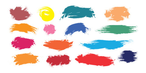 Colorful paint strokes. Grungy brushes collection. 
A set of colorful brush strokes of paint isolated on a white background.  