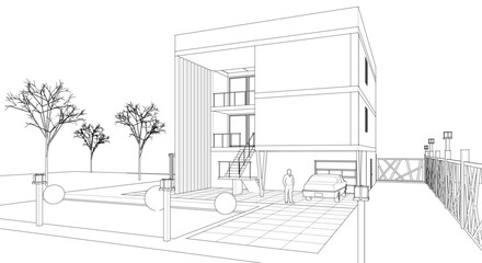 residential building concept 3d illustration