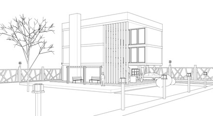 residential building concept 3d illustration