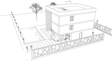 residential building concept 3d illustration