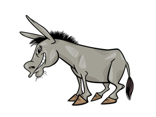 Cartoon Donkey with a Grinning Expression and Shaggy Mane