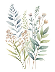 "Watercolor Wildflower Botanical Wall Art Print &ndash; Minimalist Nature Decor"