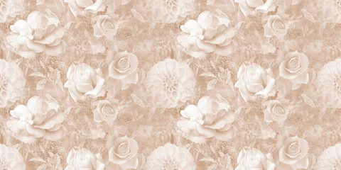 Beige roses seamless pattern. Vintage background. © Vidal