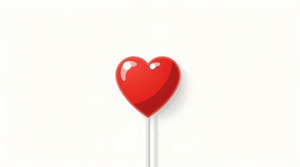 Red heart-shaped lollipop isolated on white, symbolizing love and sweet romance