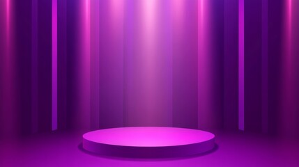 Minimalist purple background with geometric pedestal scene featuring abstract 3d display stand and showcase podium for product presentation in a modern room vector illustration