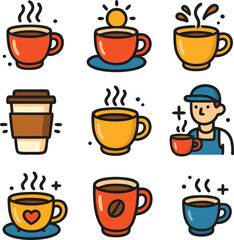 Obraz premium Simple and stylish coffee cup clip art, ideal for menu design, cafe branding, or cozy-themed digital content.