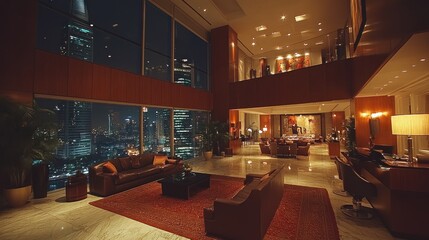 Luxurious penthouse, night city view
