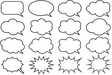 Collection of various comic style speech bubbles and thought balloons vector graphics