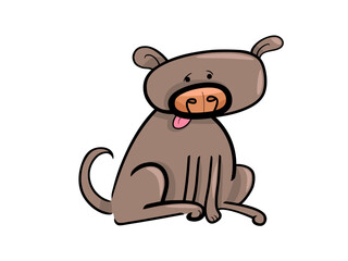 Cartoon Dog Sitting Looking to the Side Tongue Out