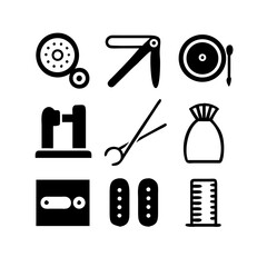 Sewing Vector Icon Set | Adjustable Line Weight | Needle, thread, scissors, fabric, sewing machine, buttons, yarn, zipper, measuring tape, tailoring, fashion, craft, hobby icons