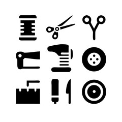 Sewing Vector Icon Set | Adjustable Line Weight | Needle, thread, scissors, fabric, sewing machine, buttons, yarn, zipper, measuring tape, tailoring, fashion, craft, hobby icons
