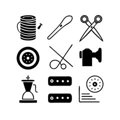 Sewing Vector Icon Set | Adjustable Line Weight | Needle, thread, scissors, fabric, sewing machine, buttons, yarn, zipper, measuring tape, tailoring, fashion, craft, hobby icons