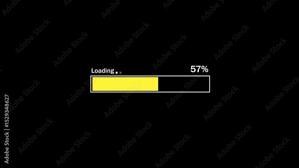 Fototapete animated loading bar displaying 34 percent progress on a black background in simple graphic style.lo