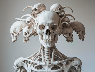 Skull with many skulls on it. The skull is white and has a lot of skulls on it