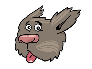 Cartoon Head of a Shaggy Brown Dog with a Tongue Hanging Out