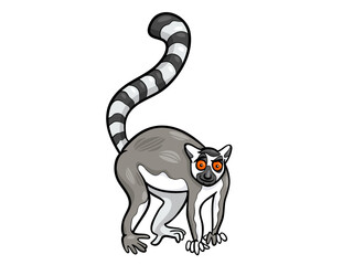 An Illustration of a Ring Tailed Lemur in a Curious Stance