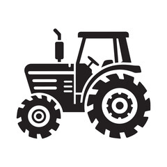 High-Quality black and white Tractor icon Vector Illustrations for Farm and Agriculture Design