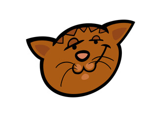 A smug cartoon cat grinning with a cheeky expression