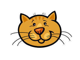 A Smiling Cartoon Cat Face on a Black Background