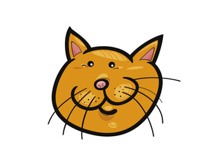 Adorable Orange Cartoon Cat Face with Big Whiskers and Happy Expression