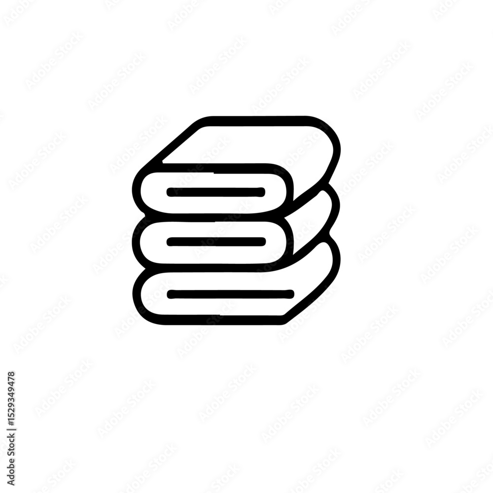 Poster a simple line drawing of a neatly stacked pile of folded towels on a white background in minimalisti