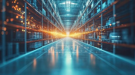 Modern warehouse interior logistics storage distribution center automation tech