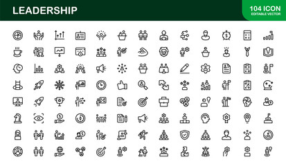 Discover a versatile leadership icon pack offering modern line illustrations tailored for management, strategy, and executive communication needs.