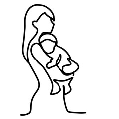 mother and daughter line art