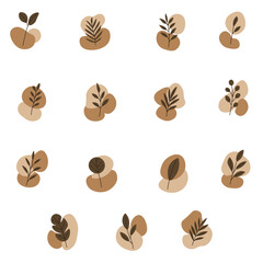 Aesthetic Plant Collection with Organic Shapes - Minimalist Botanical Elements