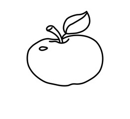 vector illustration of an apple with leaf icon on white background