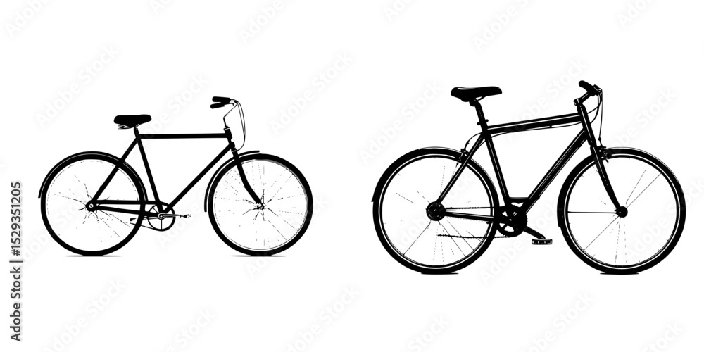 Poster collection of two distinct bicycle icons showcasing different styles and designs for digital applica