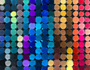 Colorful polyester in a variety of colors.