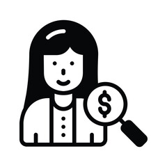 A filled style icon showing find investor